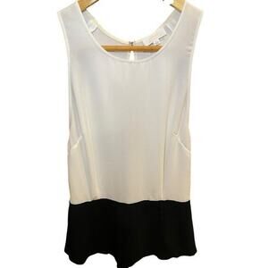 Aritzia Wilfred Women XS Peplum Plunge Open Back Sleeveless Top in White & Black